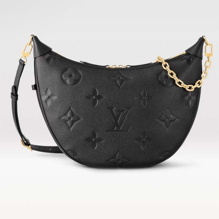 Louis Vuitton LV Women Loop Hobo Black Monogram Empreinte Embossed Grained Cowhide Leather Shoulder Bag