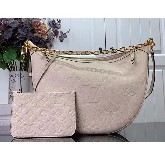 Louis Vuitton LV Women Loop Hobo Cream Monogram Empreinte Embossed Grained Cowhide Leather Shoulder Bag