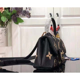 Louis Vuitton LV Women Madeleine BB Handbag Black Beige Embossed Grained Cowhide Leather