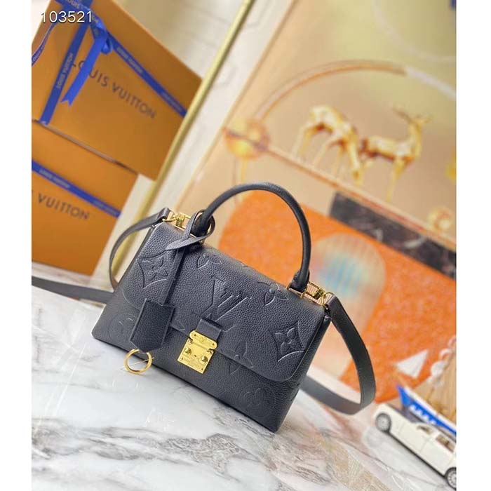 Louis Vuitton LV Women Madeleine BB Handbag Black Monogram Empreinte Grained Cowhide