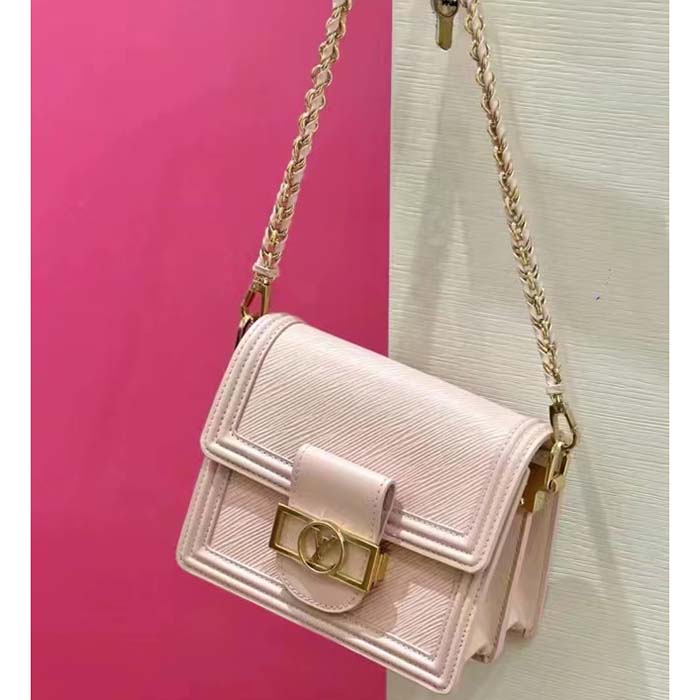 Louis Vuitton LV Women Mini Dauphine Handbag Pink Epi Grained Cowhide Leather