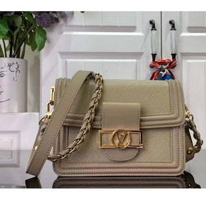 Louis Vuitton LV Women Mini Dauphine Handbag Poivre Brown Epi Grained Cowhide Leather