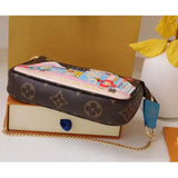 Louis Vuitton LV Women Mini Pochette Accessoires Blue Monogram Coated Canvas Clutch