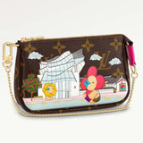 Louis Vuitton LV Women Mini Pochette Accessoires Fuchsia Monogram Coated Canvas Clutch