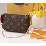 Louis Vuitton LV Women Mini Pochette Accessoires Fuchsia Monogram Coated Canvas Clutch