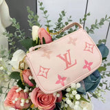 Louis Vuitton LV Women Mini Pochette Accessoires Pink Monogram Empreinte Embossed Supple Grained Cowhide Clutch