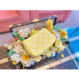 Louis Vuitton LV Women Mini Pochette Accessoires Yellow Monogram Empreinte Embossed Supple Grained Cowhide Clutch