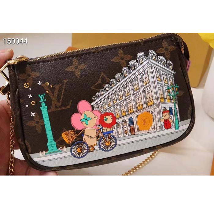 Louis Vuitton LV Women Mini Pochette Accessoires in Monogram Coated Canvas Clutch