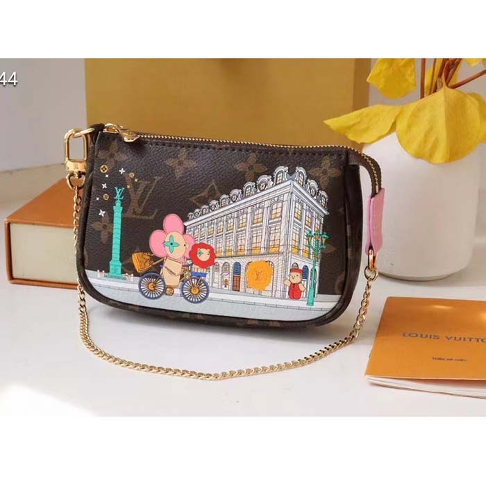 Louis Vuitton LV Women Mini Pochette Accessoires in Monogram Coated Canvas Clutch