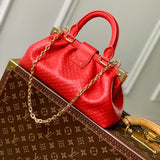 Louis Vuitton LV Women Monogram Clutch Red Calfskin Leather S-Lock