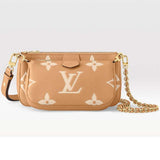 Louis Vuitton LV Women Multi Pochette Accessoires Beige Monogram Empreinte Embossed Grained Cowhide Clutch