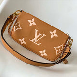 Louis Vuitton LV Women Multi Pochette Accessoires Beige Monogram Empreinte Embossed Grained Cowhide Clutch