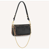 Louis Vuitton LV Women Multi Pochette Accessoires Black Embossed Supple Grained Cowhide Leather Clutch