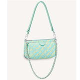 Louis Vuitton LV Women Multi Pochette Accessoires Green Sprayed Embossed Grained Cowhide Clutch
