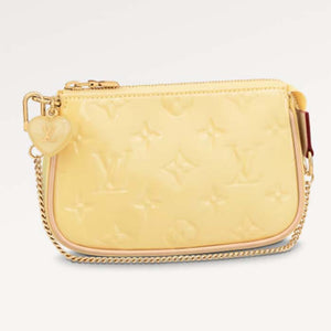 Louis Vuitton LV Women Multi Pochette Accessoires Yellow Monogram Vernis Embossed Patent Calf Clutch