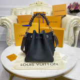 Louis Vuitton LV Women Muria Bucket Bag Black Mahina Perforated Calf Leather