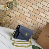 Louis Vuitton LV Women Mylockme Chain Pochette Navy Soft Grained Calfskin Clutch