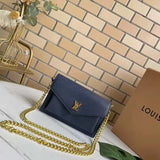 Louis Vuitton LV Women Mylockme Chain Pochette Navy Soft Grained Calfskin Clutch