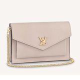 Louis Vuitton LV Women Mylockme Chain Pochette Beige Soft Grained Calfskin Clutch