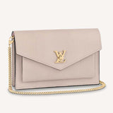 Louis Vuitton LV Women Mylockme Chain Pochette Greige Beige Calf Leather Clutch