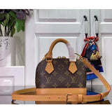 Louis Vuitton LV Women Nano Alma Handbag Monogram Coated Canvas Natural Cowhide Leather