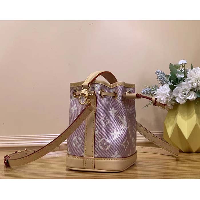 Louis Vuitton LV Women Nano Noé Bucket Bag Pink Monogram Coated Canvas Cowhide Leather