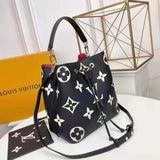 Louis Vuitton LV Women NéoNoé MM Bucket Bag Black Embossed Grained Cowhide Leather