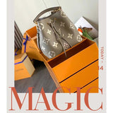 Louis Vuitton LV Women NéoNoé MM Bucket Bag Tourterelle Gray Cream Embossed Grained Cowhide Leather