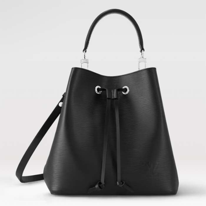 Louis Vuitton LV Women NéoNoé MM Bucket Black Epi Grained Cowhide Leather Handbag