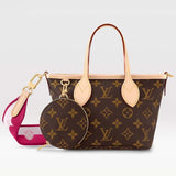 Louis Vuitton LV Women Neverfull BB Peony Pink Monogram Coated Canvas Natural Cowhide Leather Tote