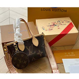 Louis Vuitton LV Women Neverfull BB Peony Pink Monogram Coated Canvas Natural Cowhide Leather Tote