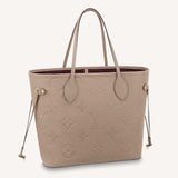 Louis Vuitton LV Women Neverfull MM Tote Beige Embossed Cowhide Leather