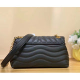 Louis Vuitton LV Women New Wave Chain Bag MM Handbag Black Smooth Cowhide