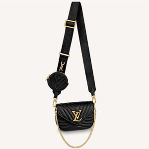 Louis Vuitton LV Women New Wave Multi-Pochette Black Smooth Cowhide Leather Clutch