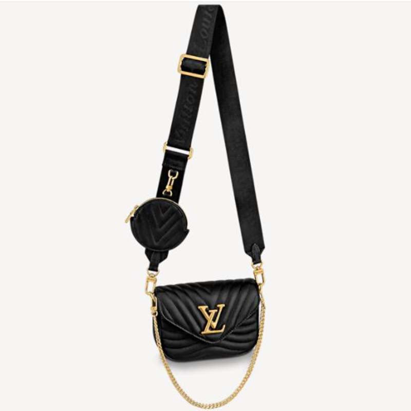 Louis Vuitton LV Women New Wave Multi-Pochette Black Smooth Cowhide Leather Clutch