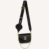 Louis Vuitton LV Women New Wave Multi-Pochette Black Smooth Cowhide Leather Clutch