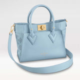 Louis Vuitton LV Women On My Side PM Handbag Bleu Nuage Blue Perforated Calf Leather