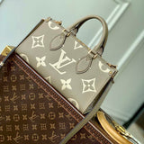 Louis Vuitton LV Women OnTheGo East West Dove Cream Embossed Grained Cowhide Leather Tote