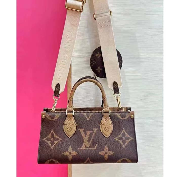 Louis Vuitton LV Women OnTheGo East West Giant Monogram Monogram Reverse Coated Canvas Tote