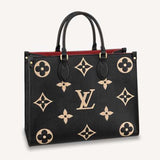 Louis Vuitton LV Women OnTheGo MM Embossed Grained Cowhide Leather Tote