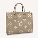 Louis Vuitton LV Women OnTheGo MM Embossed Grained Cowhide Leather Tote