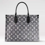 Louis Vuitton LV Women OnTheGo MM Tote Gray Textile Jacquard