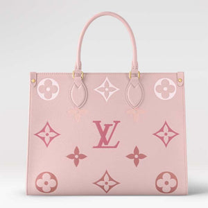 Louis Vuitton LV Women OnTheGo MM Gradient Pink Monogram Empreinte Embossed Cowhide Leather Tote