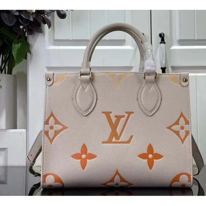 Louis Vuitton LV Women OnTheGo PM Neutral Gradient Monogram Empreinte Embossed Cowhide Leather Tote