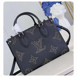 Louis Vuitton LV Women Onthego PM Black Monogram Empreinte Grained Cowhide Leather Studs Tote