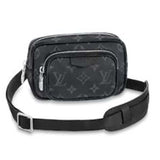 Louis Vuitton LV Men Outdoor Pouch Taigarama Noir Black Coated Canvas Cowhide Leather Clutch