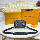 Louis Vuitton LV Women Outdoor Pouch Taigarama Noir Black Coated Canvas Cowhide Leather Clutch