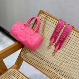 Louis Vuitton LV Women Papillon BB Handbag Pink Quilted Embroidered Smooth Calf