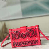 Louis Vuitton LV Women Petite Malle Handbag Red Patent Calfskin Cowhide Leather