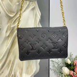 Louis Vuitton LV Women Pochette Coussin Black Monogram Embossed Lambskin Clutch